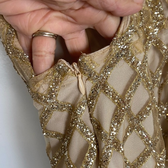 L' Atiste By Amy Glitter Sequin Gold Short Jumpsuit Size L Party Sexy Dance - Picture 3 of 9